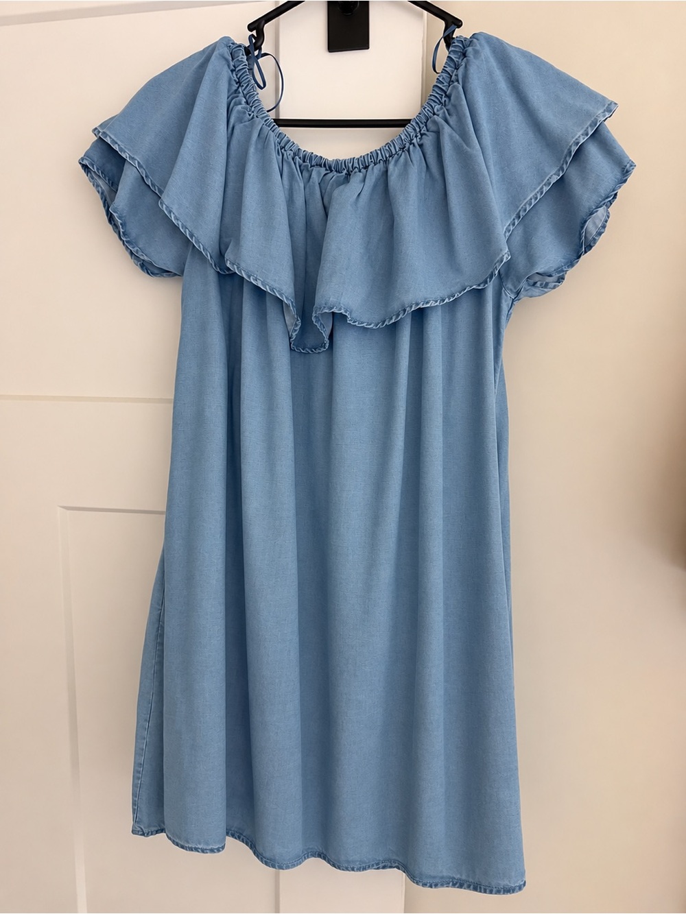 Zara Denim Ruffle Mini Dress